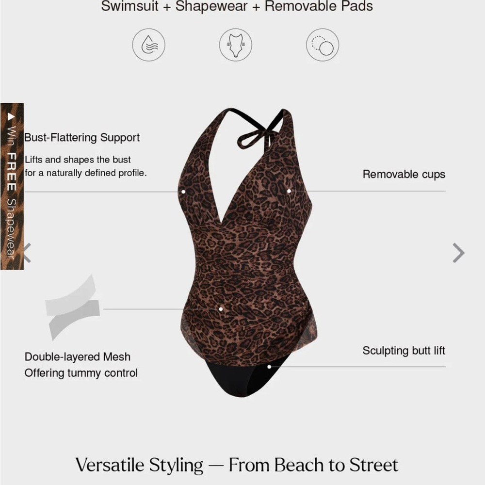 Popilush Animal Print Halter Swimsuit - Picture 3 of 8